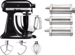 KitchenAid Artisan Mixer 5KSM125 Onyx Zwart + Pastaroller En -snijderset (3-delig)
